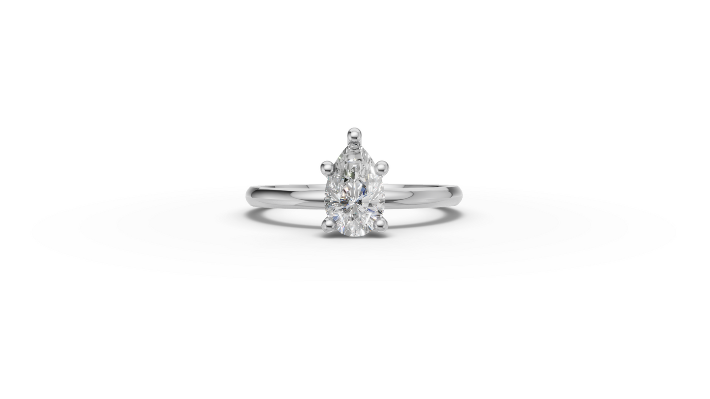 Pear Solitaire Ring